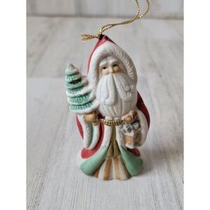 Ceramic Santa tree pick teddy bear ornament Xmas decor